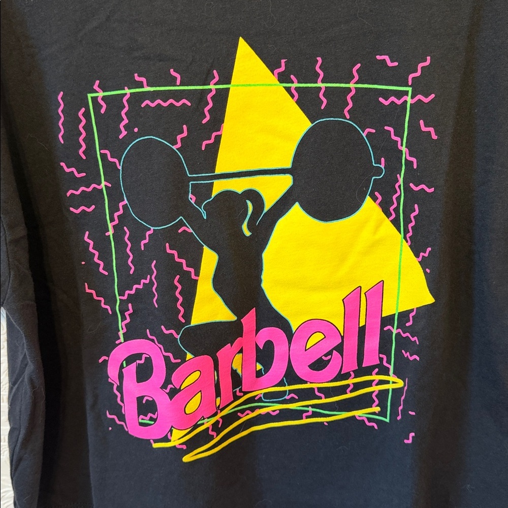 ⬇️ ⭐️ Next Level Apparel Barbell Graphic Cropped Tee - Black and Pink Size XL - Picture 3 of 5